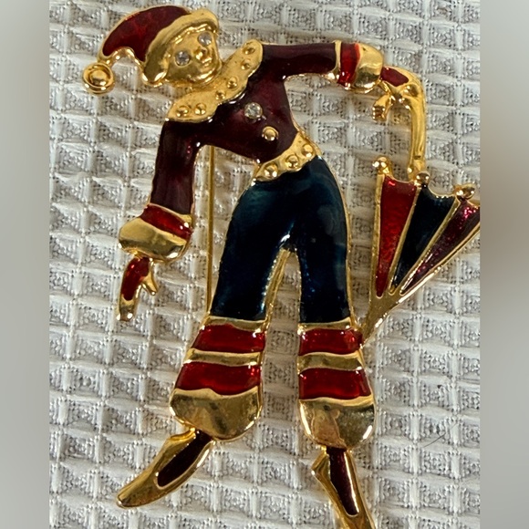 Jewelry - Colorful Vintage Enamel Clown Jester Brooch